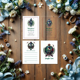 Equestrian Polo Crest Luxury Preppy Baby Shower Acrylic Invitations