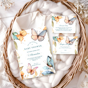 Soft Watercolor Butterfly Diapper Raffle Enclosure Card