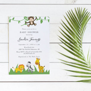 Safari Baby Shower Jungle Animals Cute Wild One Invitation