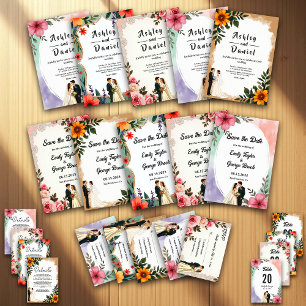 Elegant Watercolor Sunflower Summer Floral Wedding RSVP Card