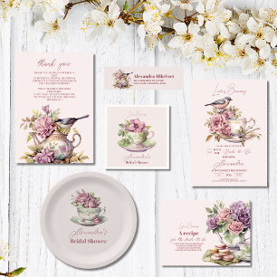 Photo Love is Brewing Tea Party Bridal Shower  Thank You Card