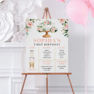 Floral Cake First Birthday Invite - Any Age Photo