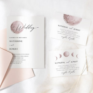Mystical Moon Blush Pink Wedding Invitation
