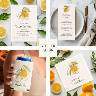 Citrus Lemon Modern Minimalist Bridal Shower Napkin