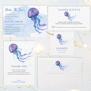 Jellyfish Ocean Beach Under The Sea Baby Shower  Thank You Card