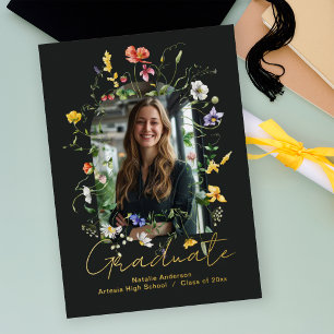 Elegant Chic White Wildflowers Graduate Invitation