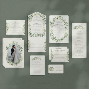Cream Snowberry+Eucalyptus Wedding A2 Envelope