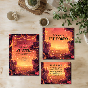 Rustic Cowboy Rodeo 1st Birthday Invitation