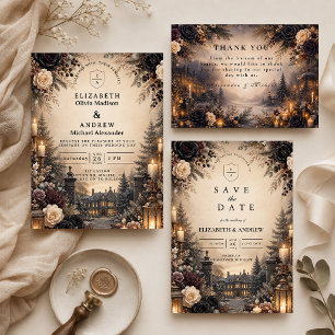 Gothic Moody Winter Wedding RSVP Card