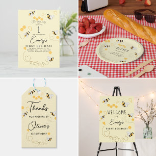 Our little honey is turning one bee birthday invitation