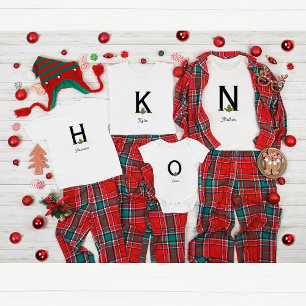Monogrammed Family Christmas Holly Womens  T-Shirt