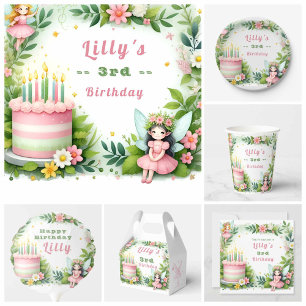 Green Pastel Fairy  Birthday - Favour Box