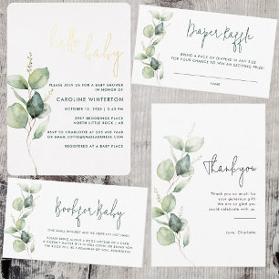 Eucalyptus Botanical Script Baby Shower Favour Box