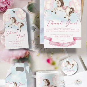 Fairytale baby Pony pink balloons stars Birthday Paper Plate