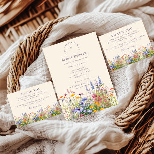 Spring Wildflower Garden Elegant Bridal Shower Thank You Card