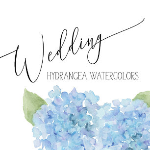 Blue Watercolor Hydrangea Wedding Invitation