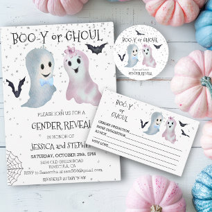 Halloween Boo-y and Ghoul Gender Reveal Ghosts   Classic Round Sticker