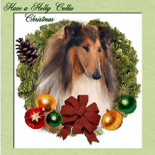 Rough Collie Christmas Gifts Holiday Card