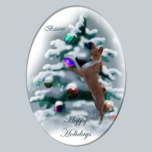 Basenji Christmas Gifts Holiday Card