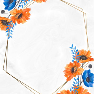 Blue and Orange Poppy Geometric Couples Shower Invitation