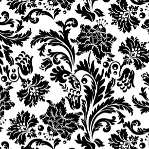 Black & white damask formal custom wedding  invitation
