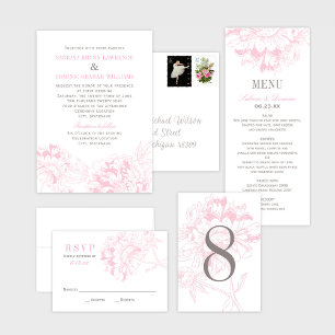Elegant Pink Peony Floral Wedding Save The Date