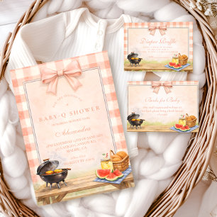 Blush Gingham Baby Q Diapper Raffle Enclosure Card