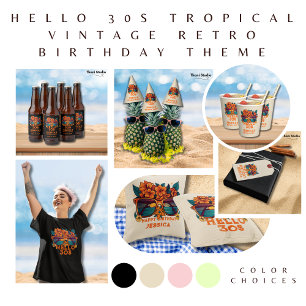 Hello 30s Tropical Vintage Retro Summer Birthday T-Shirt