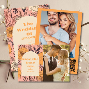  Pink Yellow Orange Wildflowers Wedding Save The Date