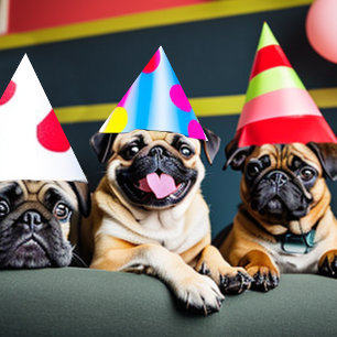 PUG dog cute happy birthday Card