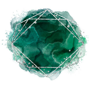 Emerald Green Silver Geometric Glitter Wedding Invitation