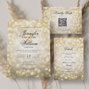 Elegant Romantic Bokeh Lights Wedding Details Enclosure Card