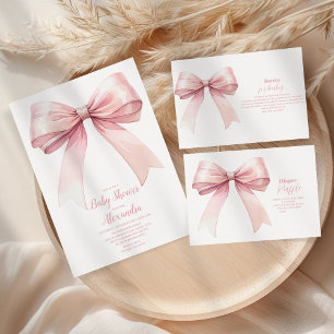 Pink Bow Girl Baby Shower Books for Baby Enclosure Card