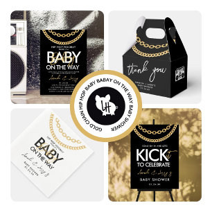 Hip Hop Gold Chain Baby Shower Thank You Card