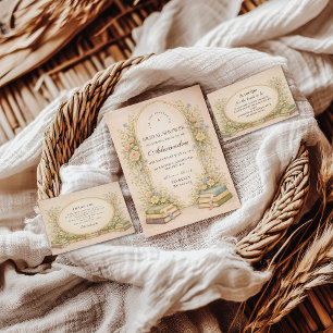 Romantic Literary Floral Bridal Shower Invitation