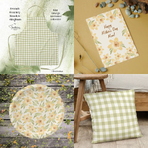 French Country Meadow Gingham - sage green plaid. Cushion