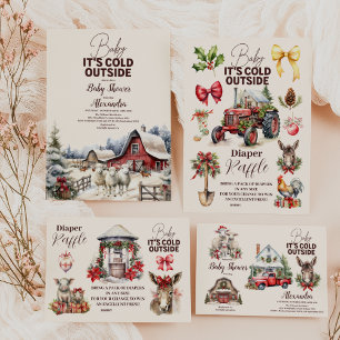 Winter Farm Animals Christmas Baby Shower Napkin