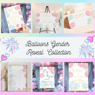 He or She Balloons Gender Reveal Invitation