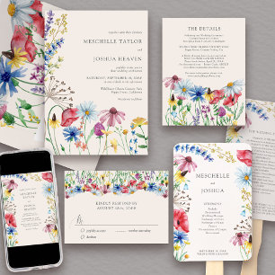 Wildflower Wedding Rustic Floral Photo   Invitation
