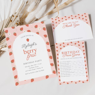 Strawberry 1st Birthday Girls Birthday Trivia Game