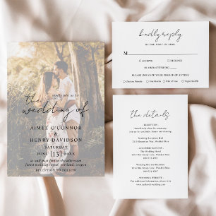 Aimee Rustic Script Modern Wedding RSVP Card