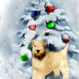 Soft Coated Wheaten Terrier Christmas Holiday Card