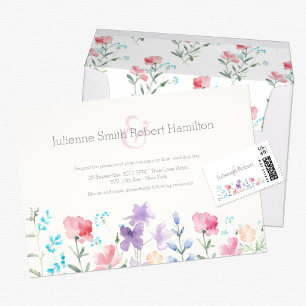 Pretty Wildflowers   Rustic Wedding Invitations