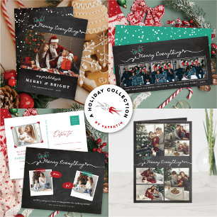 Merry Everything Chalkboard Mistletoes Christmas Holiday Card