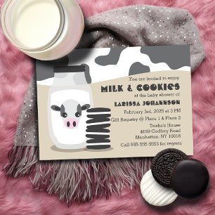 Cow Milk and Cookies Beige Baby Shower Banner