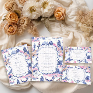 Elegant Baroque Blue French Garden Floral Wedding Enclosure Card