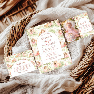 Photo Fairy Garden First Birthday Thank You Card