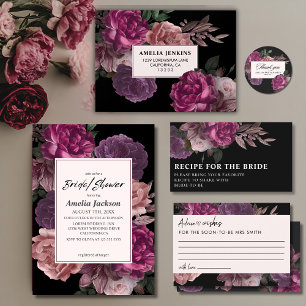 Dark moody floral black Bridal Shower invitation Envelope