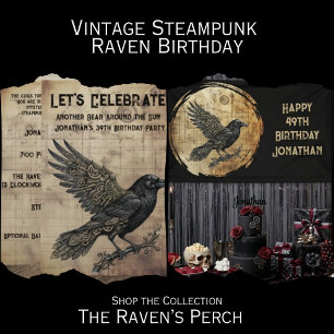Raven Steampunk Gothic Invitation
