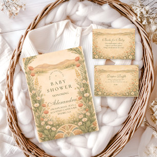 Warm Neutral Desert Botanicals Baby Shower Invitation